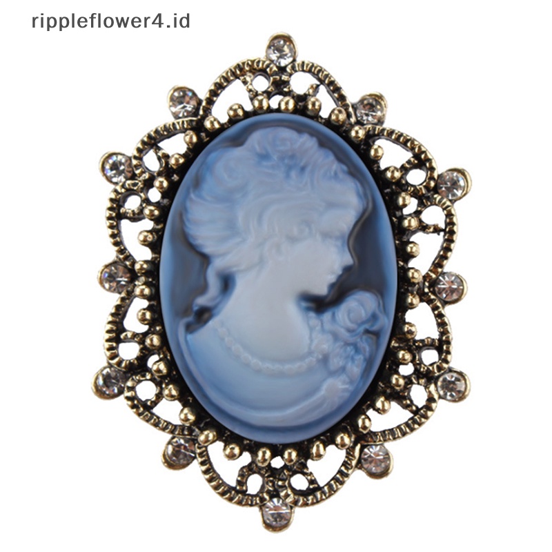 {rippleflower4.id} Pernikahan Retro Cameo Mutiara Kristal Berlian Imitasi Bros Pin Bunga Wanita Perhiasan~