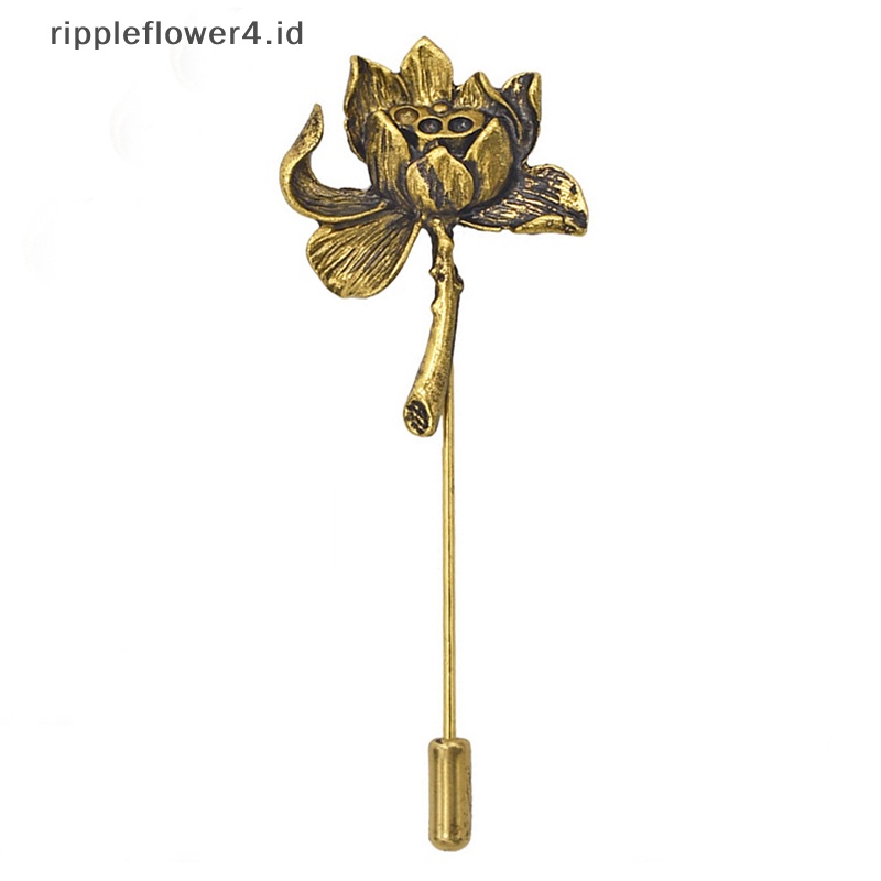 {rippleflower4.id} Warna Emas Perak Lotus Pin Bunga Bros Untuk Aksesoris Pakaian Wanita Lucu Wanita Perjamuan Pernikahan Bros Perhiasan~