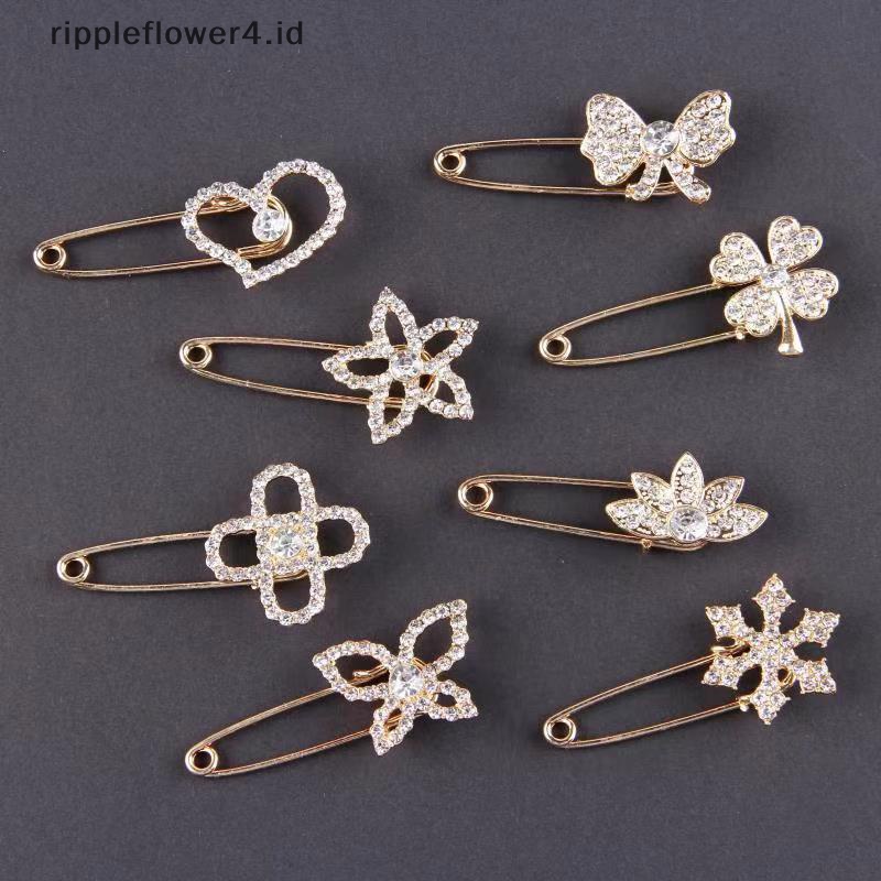 {rippleflower4.id} Ikatan Simpul Pin Alloy Leher Pin Cardigan Anti Slip Pinggang Menutup Bros Mutiara Berlian Imitasi Recomendasi Panas Kualitas Baik~