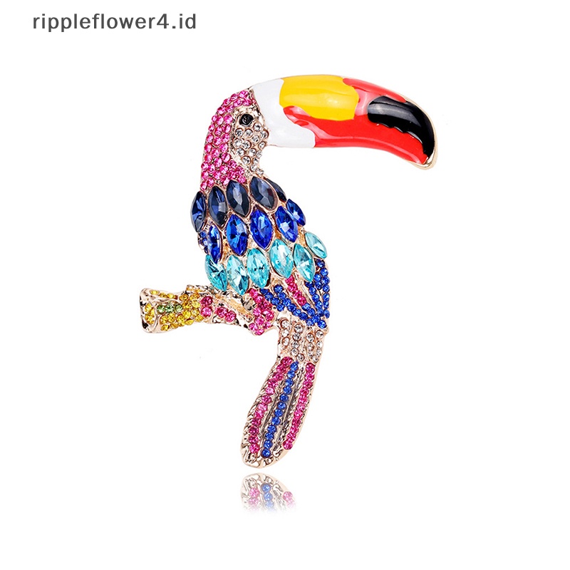 {rippleflower4.id} Bros Nuri Mulut Besar Temperamen Fashion Berlian Imitasi Mengkilap Enamel Warna Bros Kepribadian Coat Pin Korsase Untuk Wanita Hadiah~