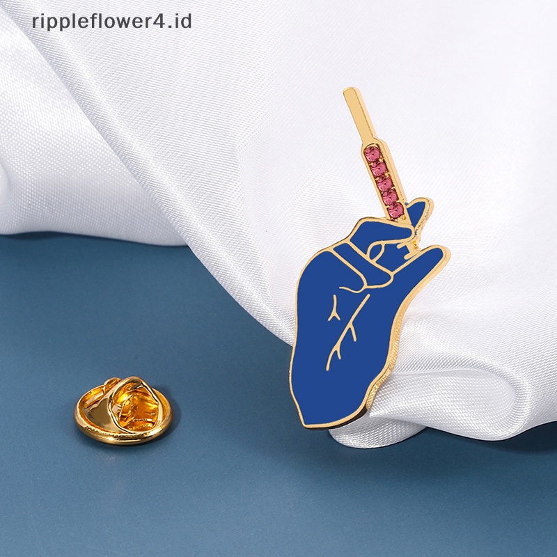 {rippleflower4.id} Enamel Logam Biru Bros Dokter Perawat Hadiah Kristal Kerah Pin Wanita Perhiasan~