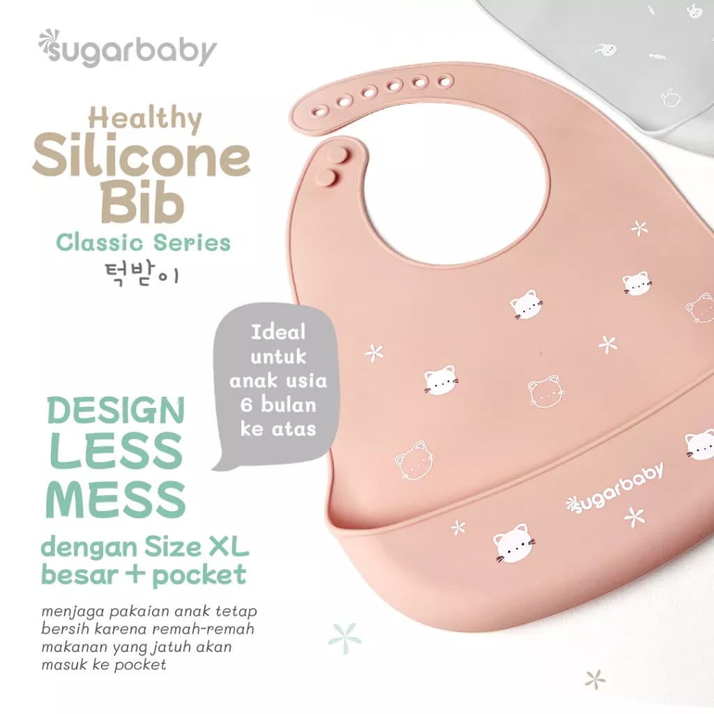 Sugar Baby Healthy Silicone Bib K-Series Celemek Bayi Slabber