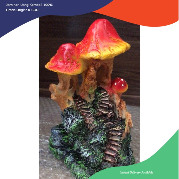 hiasan aquarium jamur tangga, jamur bertangga, dekorasi aquarium jamur tangga, tangga jamur, dekoras