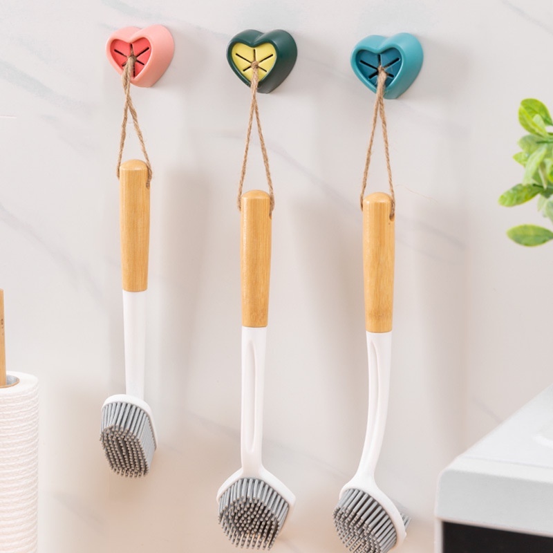 [Grosir] Universal Rumah Kamar Mandi Non Punching Cloth Plug/Kait Penyimpanan Tahan Air Yang Dipasang Di Dinding/Self Adhesive Press Buckle Type Towel Rack /Creative Love Storage Towel Stopper