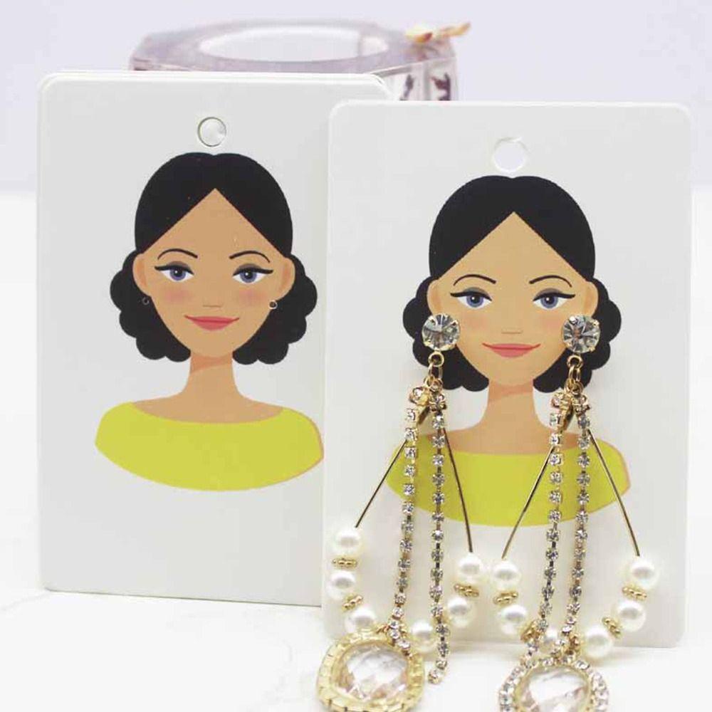 Lily 100PCS Kartu Paket Anting DIY Aksesoris Kertas Kraft Display Boardcard Pola Kecantikan