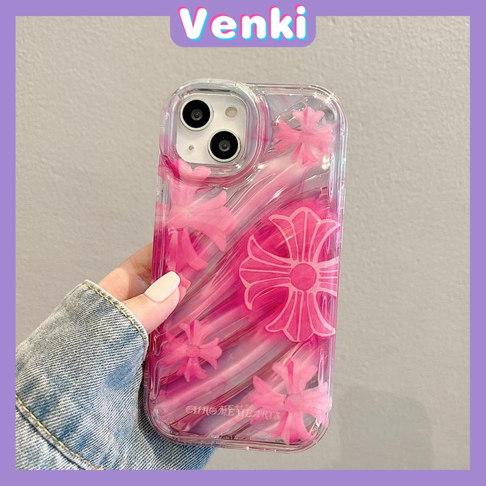 VENKI - Untuk iPhone 11 iPhone Case Laser Reflektif Bening Phone Case TPU Soft Shockproof Airbag Case Simple Cross Kompatibel dengan iPhone 14 13 Pro max 12 Pro Max XR XR 7Plus 8Plus