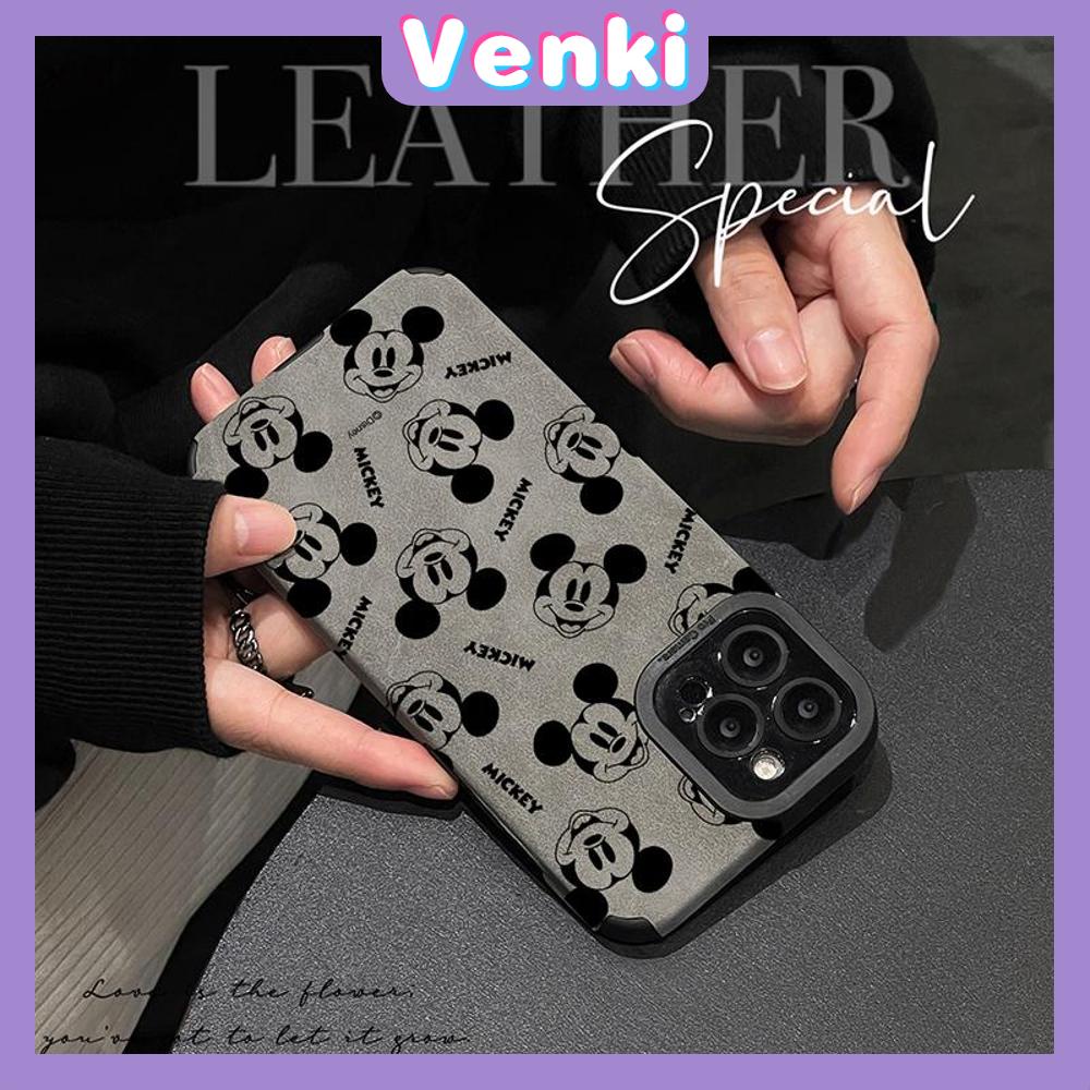 VENKI - Untuk iPhone 11 Case Leather Leather Pupil Eyes Suede Phone Case Soft Shockproof Airbag Case Pelindung Kamera Lucu Kartun Mouse Kompatibel dengan iPhone 14 13 Pro max 12 xr