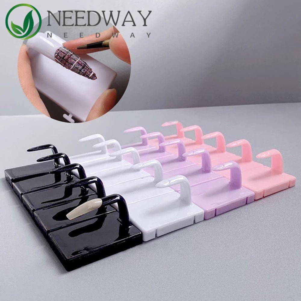 Needway  Model Kuku Jari Palsu Warna-Warni Plastik Splicable Fake Nail Tip Holder Nail Art Training Alat Pajangan Jari Palsu