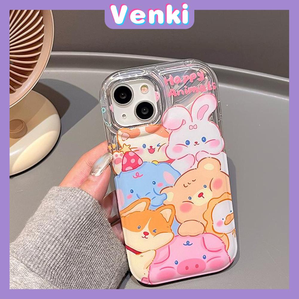 VENK I- Untuk iPhone 11 iPhone Case Laser Reflektif Bening Phone Case TPU Soft Shockproof Airbag Phone Case Lucu Kartun Kompatibel dengan iPhone 14 13 Pro max 12 Pro Max XR XR 7 8Plus