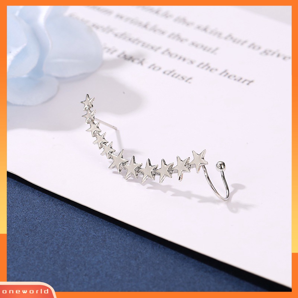 [WOD] 1pc Klip Anting Bentuk Bintang Warna Solid Ramah Untuk Kulit Anti-Cacat Indah Dekoratif Portabel Tahan Lama Ringan Wanita Stud Earrings Hadiah