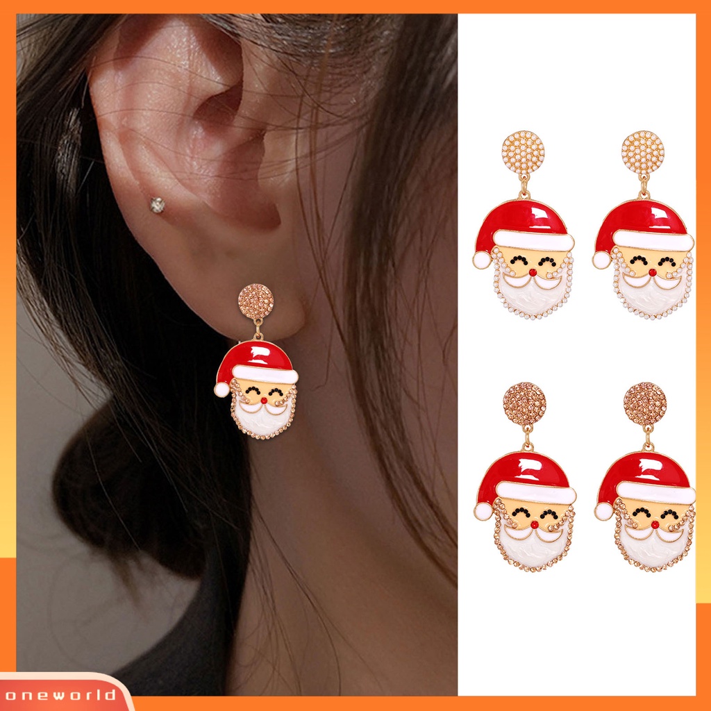 [WOD] 1pasang Anting Menjuntai Mutiara Imitasi Mengkilap Berlian Imitasi Berkilau Festival All-match Dekorasi Hadiah Xmas Natal Santa Claus Drop Earrings Wanita Fashion Perhiasan Untuk Tahun Baru