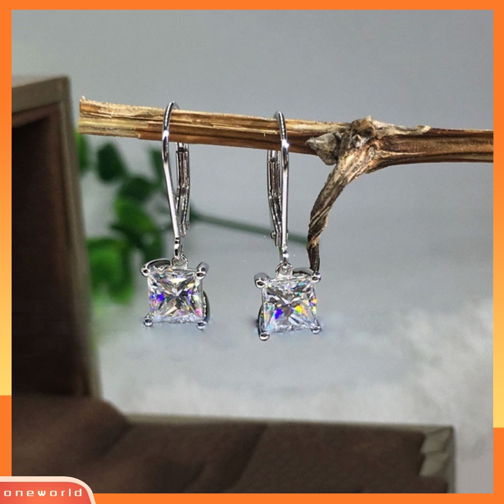 [WOD] Fashion Wanita Putri Potong Cubic Zirconia Menjuntai Leverback Earrings Perhiasan Hadiah