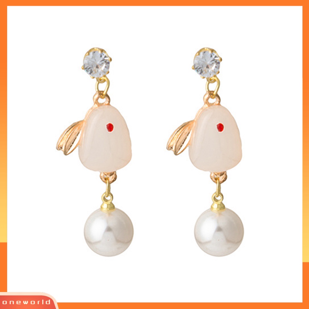 [WOD] 1pasang Anting Tusuk Wanita Realistis Tidak Alergi Mutiara Imitasi Bunny Drop Earrings Untuk Pacaran