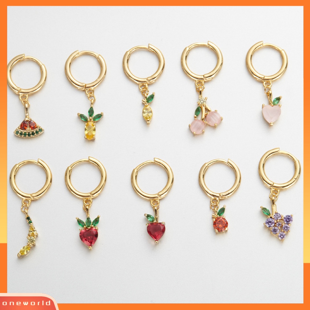 [WOD] 1pc Anting Menjuntai Anggur Warna-Warni Berlian Imitasi Perhiasan Anting Hoop Buah Untuk Pakaian Sehari-Hari