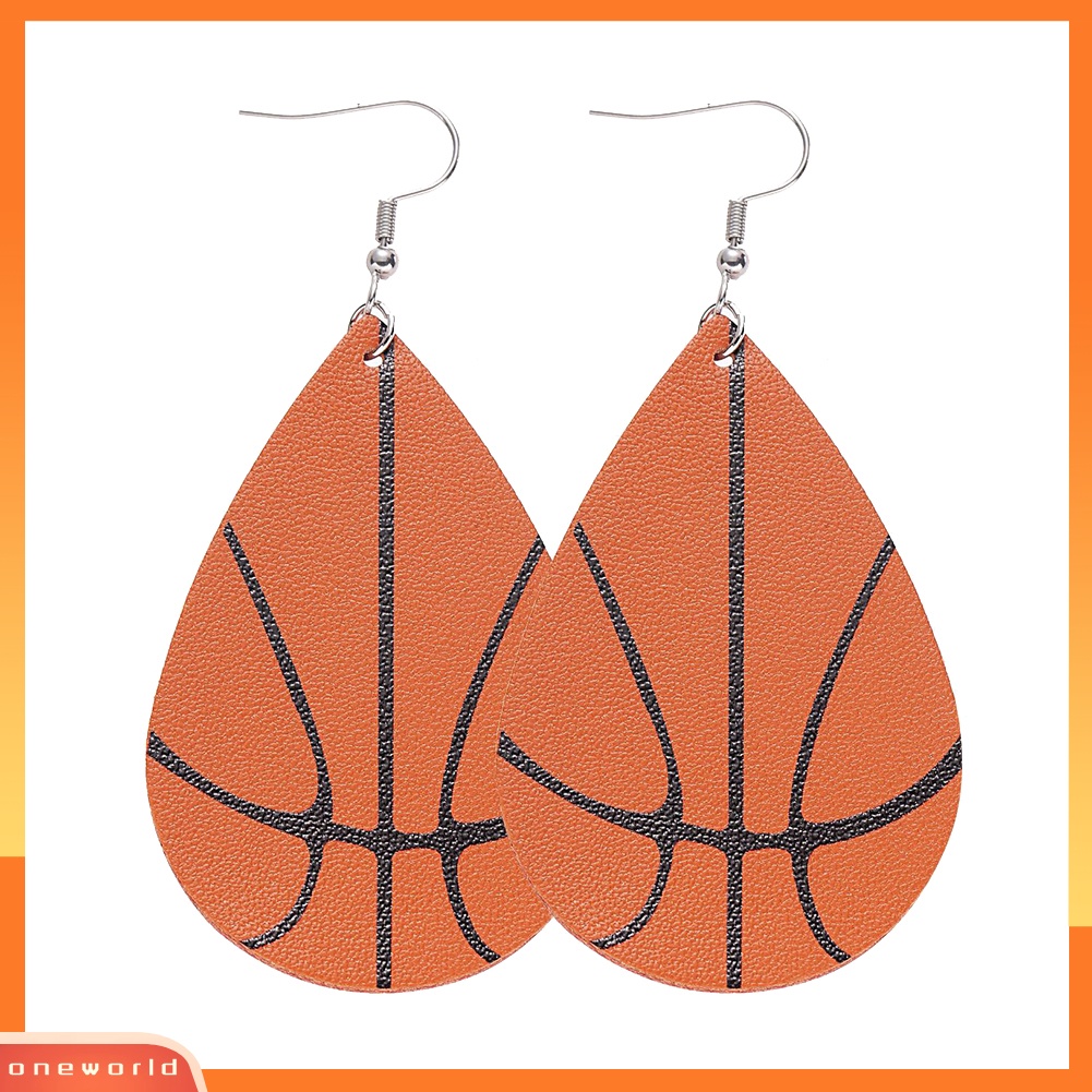 [WOD] Basket Baseball Voli Kulit Imitasi Tetesan Air Liontin Lady Hook Anting