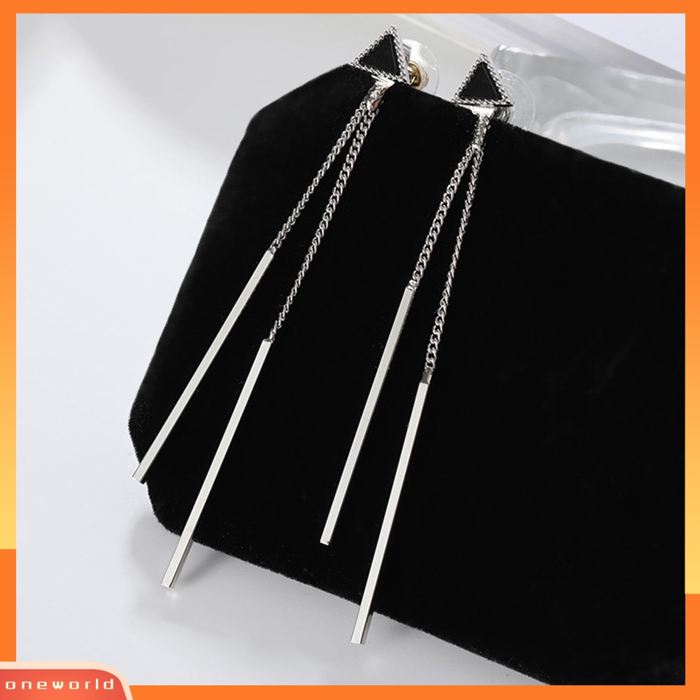 [WOD] Fashion Pesta Malam Wanita Segitiga Panjang Rumbai Bar Menjuntai Stud Earrings Hadiah