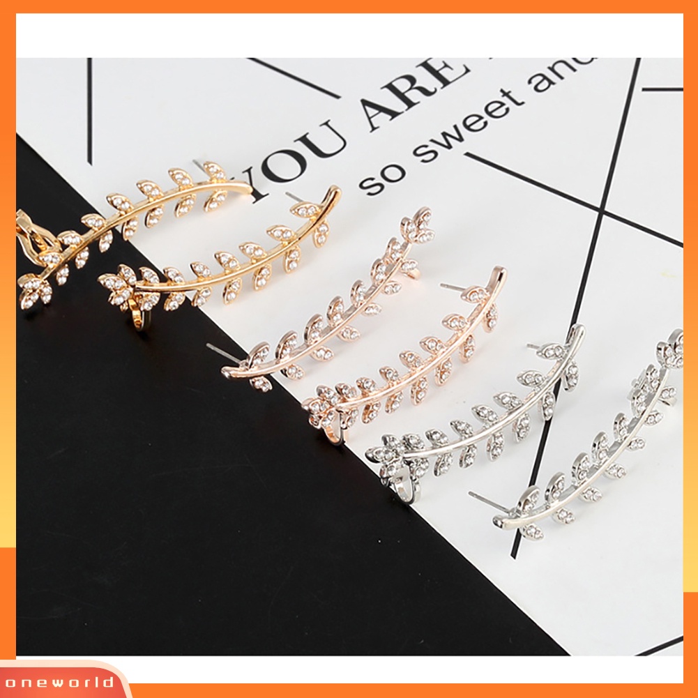 [WOD] Lady Mode Cabang Berlian Imitasi Pesona Stud Anting Perhiasan Pernikahan Ear Jacket