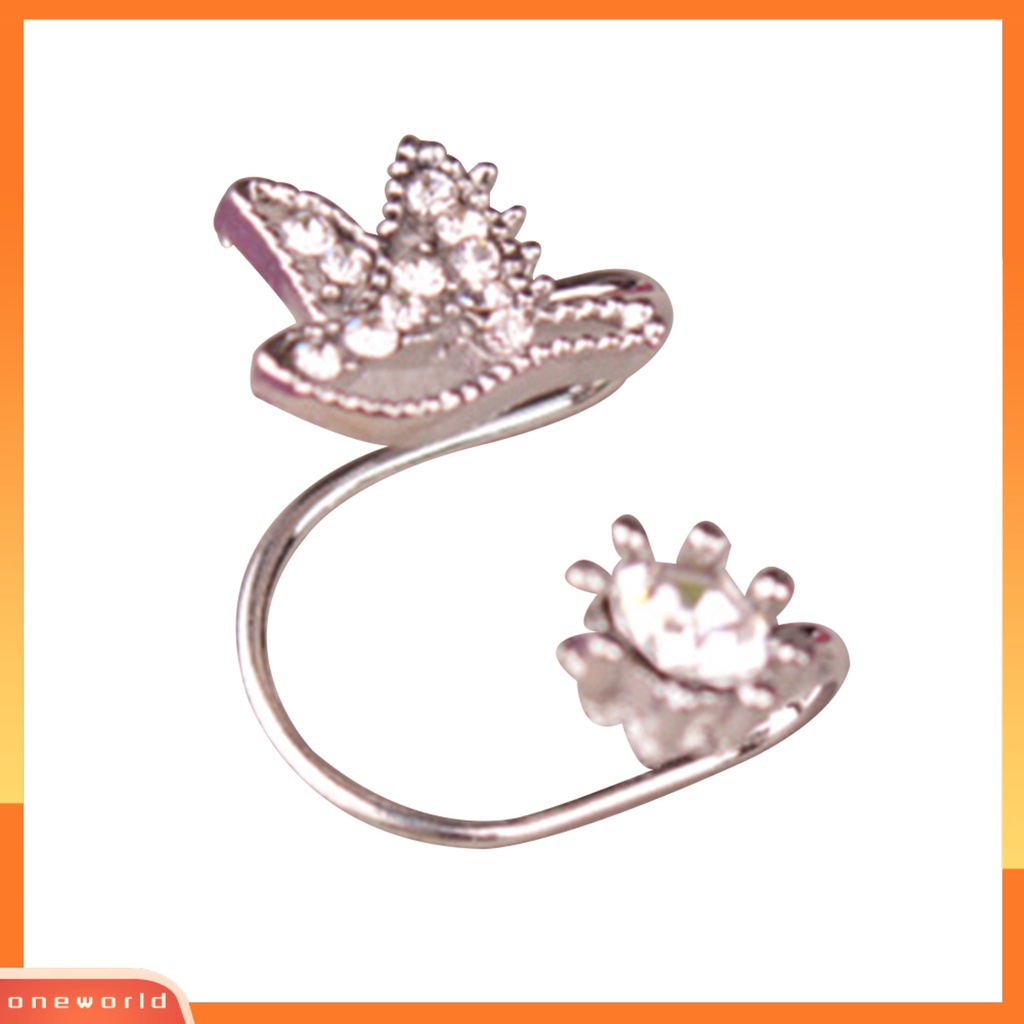 [WOD] 1pc Anting Desain Bentuk Brid Tanpa Tindik Bahan Alloy Berlian Imitasi Hias Klip Telinga Untuk Wanita