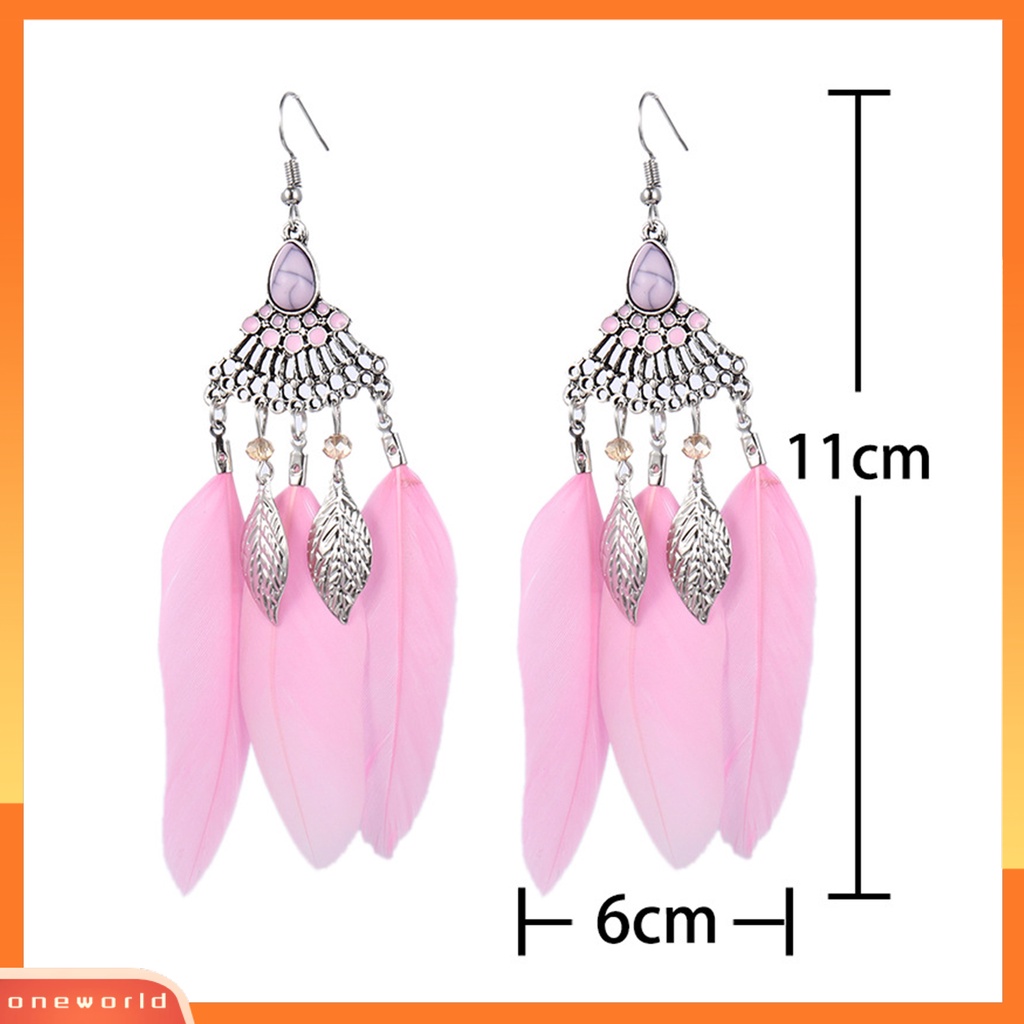 [WOD] 1pasang Anting Lady Bulu Sintetis Bohemia Kreatif Jumbai Menjuntai Anting Prom Jewelry