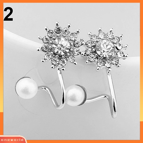 [WOD] Wanita Manis Mutiara Imitasi Berlian Imitasi Snowflake Ear Stud Earrings Perhiasan Charm