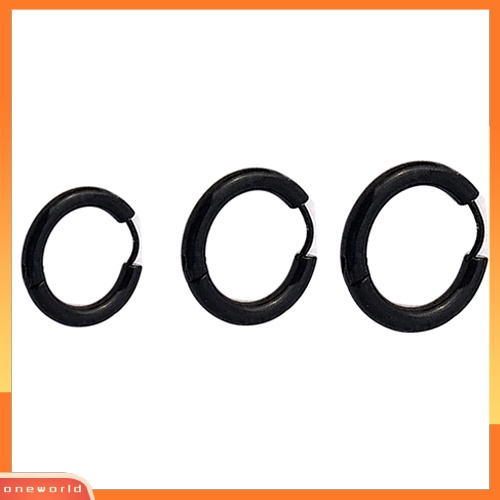 [WOD] 1pc 16 /21 /23mm Gothic Punk Baja Titanium Sederhana Hoop Earring Piercing Earring