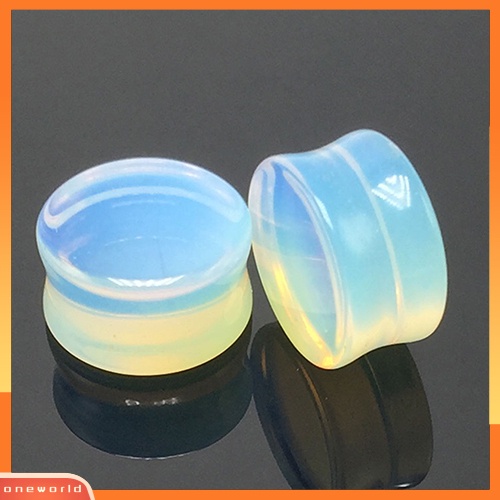 [WOD] 1pc 5-18mm Opalite Double Flared Saddle Gauges Ear Plug Tindik Tandu Keren