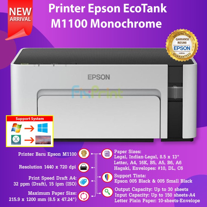 Printer Epson Monochrome M1100 Ink Tank Printer Pengganti Epson M100