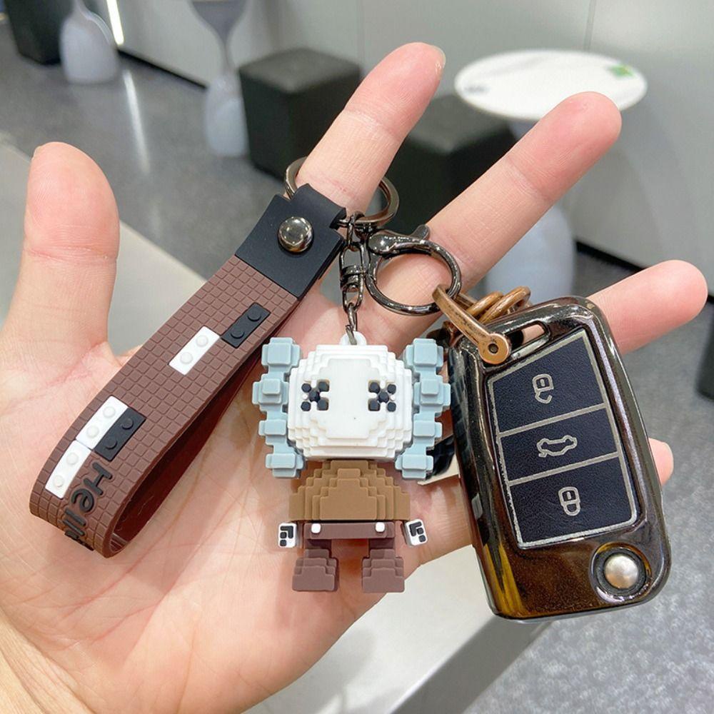 Needway Beruang Kekerasan Gantungan Kunci Kreatif Kawaii Aksesoris Liontin Ornamen Perhiasan Blok Bangunan Keyring