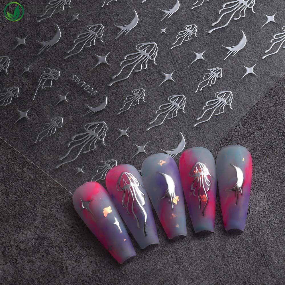 Needway Stiker Kuku Bintang Fashion Aurora Ubur-Ubur DIY Nail Art Dekorasi Kuku