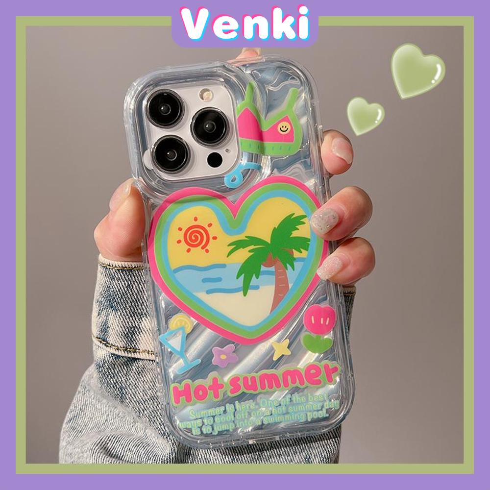 VENKI - iPhone Case untuk iPhone 11 Laser Reflektif Bening Ponsel Case TPU Lembut Shockproof Airbag Case Romantis Pohon Kelapa Kompatibel dengan iPhone 14 13 Pro Max 12 Pro Max XR XR 7 8