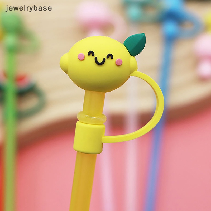 [jewelrybase] Silikon Sealing Straw Plug Reusable Minum Tutup Debu Kartun Colokan Tips Cover Suit Dapur Cangkir DIY Aksesoris Grosir Butik