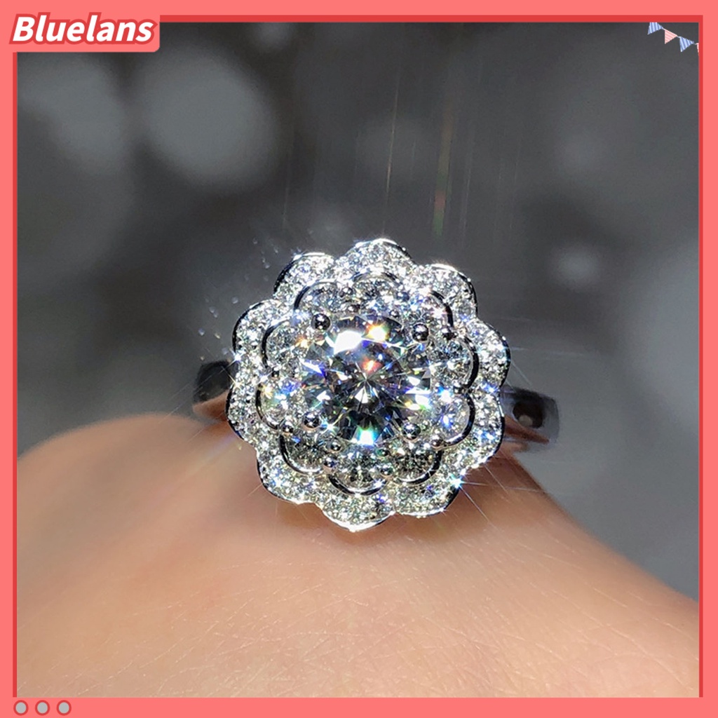 [BLS] Cincin Wanita Bersinar Hias Manis Cubic Zirconia Finger Ring Untuk Pesta