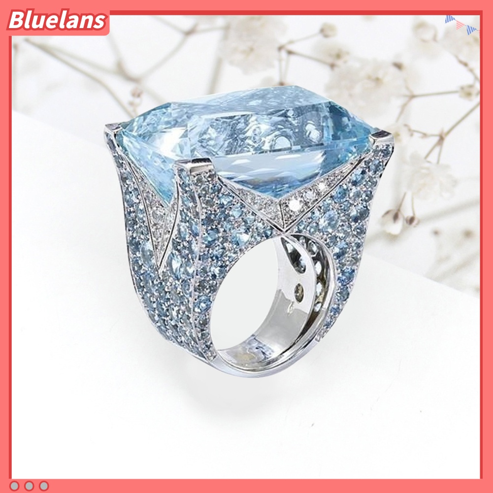 [BLS] Sparkling Women Cubic Zirconia Cincin Pengantin Pernikahan Pertunangan Pesta Perhiasan Hadiah