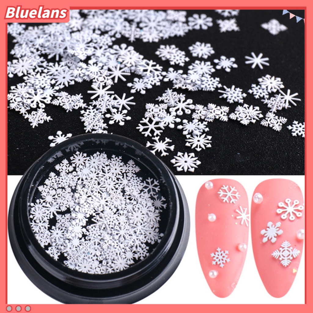 [BLM] 100pcs/ Botol Snowflake Dekorasi Kuku Tempel Kuat Panjang Memakai Manicure 3D Snowflake Nail Art Slice Untuk Makeup