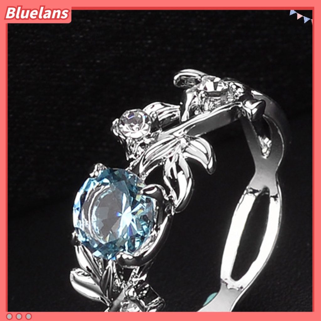 [BLS] Cincin Wanita Daun Berlian Imitasi Perhiasan Elegan Bright Luster Ring Untuk Pakaian Sehari-Hari