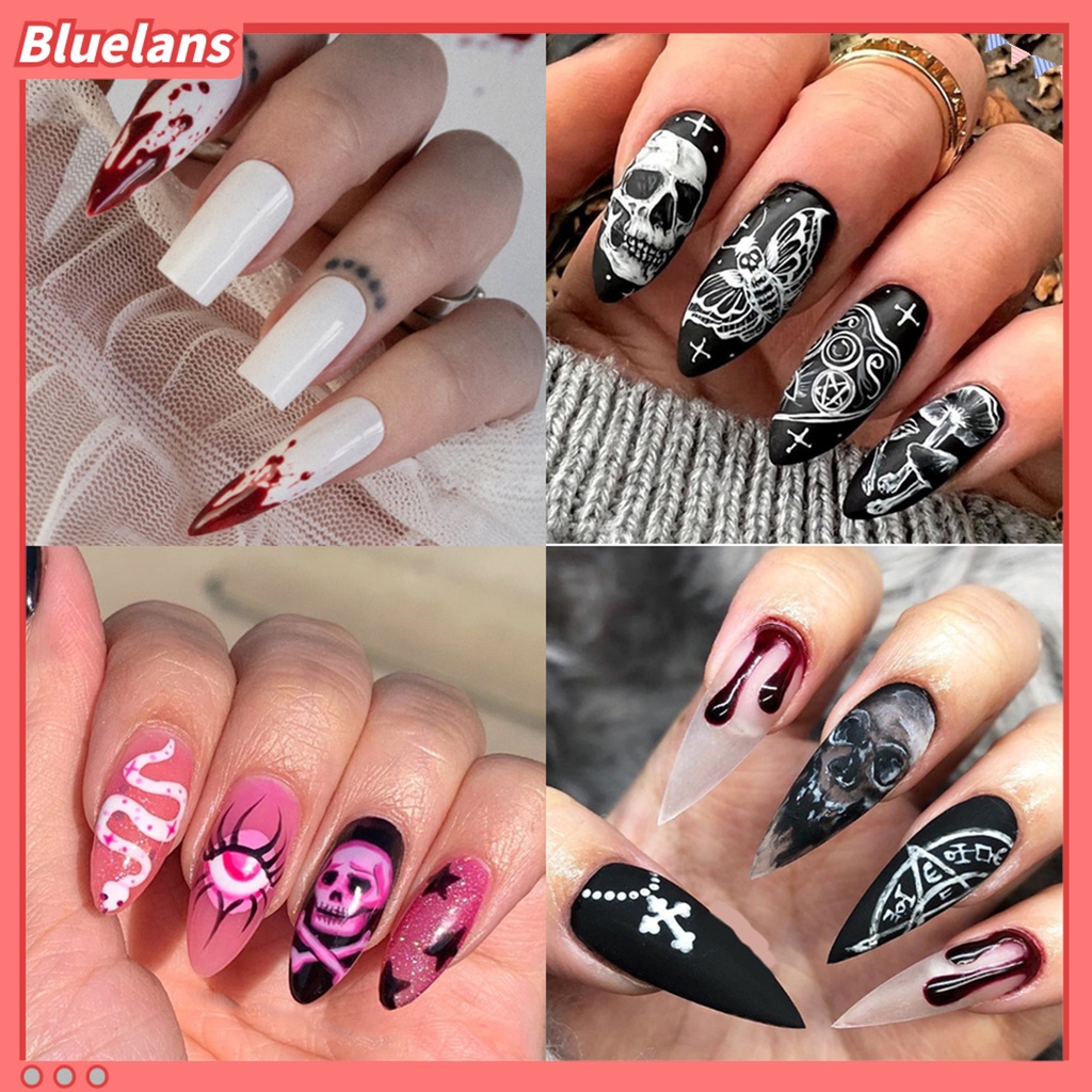 [BLM] Manicure Decal Self Adhesive Tahan Air Removable Ultra-Tipis Mudah Diterapkan Meningkatkan Suasana Hewan Peliharaan Halloween-Bloody Style Nail Decal Manicures Designs Perlengkapan Kuku