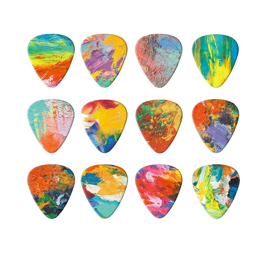 Lanfy Gitar Paddle Premium Sound 10PCS Aksesoris Gitar Untuk Gitar Elektrik Musik Graffiti Color Finger Guitar Pick