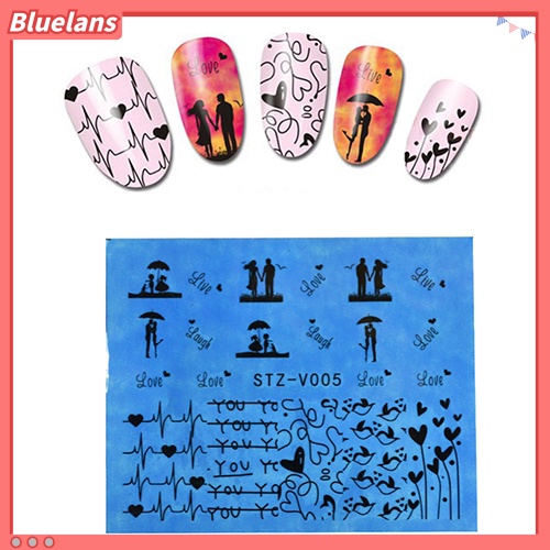 [BLM] 48lembar Gaya Acak Transfer Air Nail Art Decals Stiker DIY Manicure Kit