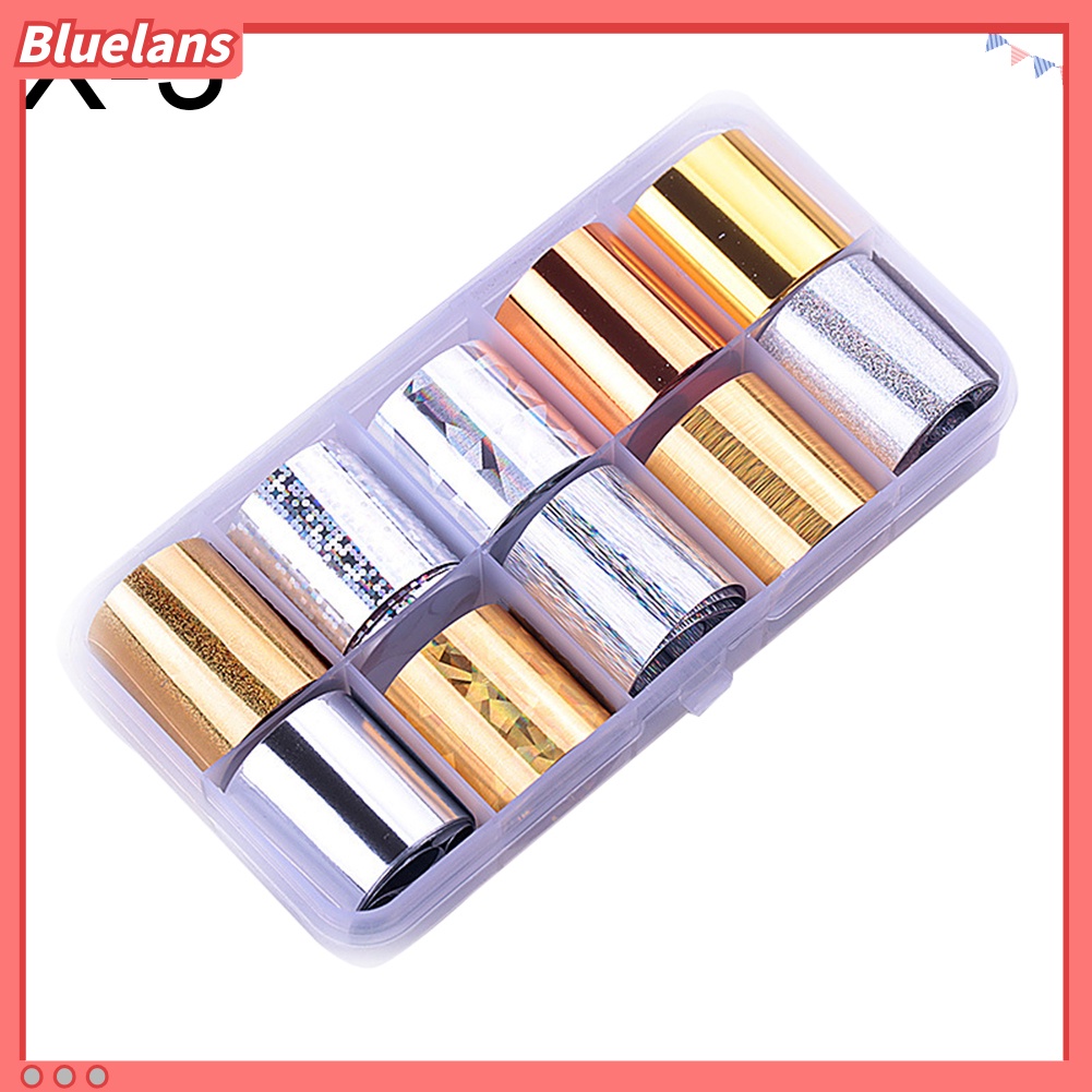 [BLM] 10rolls /Set Glitter Nail Art Foils Laser Tips Stiker DIY Manicure Dekorasi