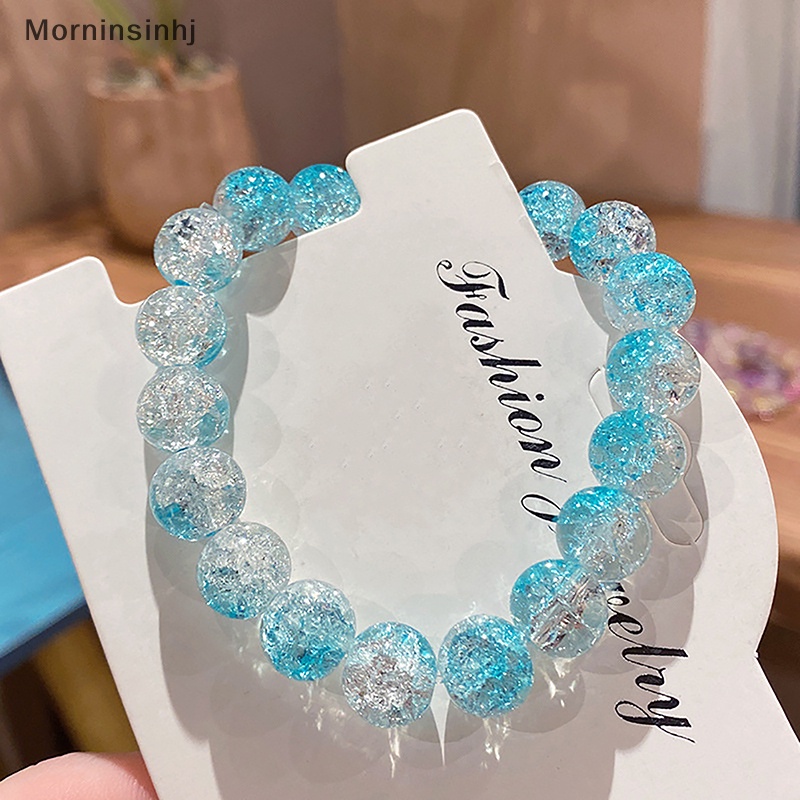 Mornin Wanita Retak Kristal Manik-Manik Kaca Bulat Manik-Manik Stretch Gelang Bangle Gelang Wanita Gadis Pesona Bungkus Perhiasan id