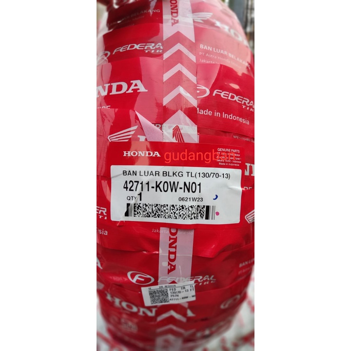 AHM FEDERAL 130 70 13 Asli HONDA Ban luar Motor SEMI TRAIL kembang tahu NMAX Tubeless FREE PENTIL