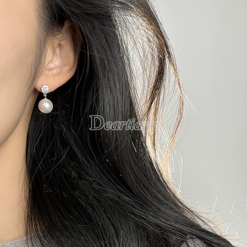 Temperamen Anting Fashion Perancis Sederhana Dan Indah Micro Hias Anting Mutiara Bulat Perempuan