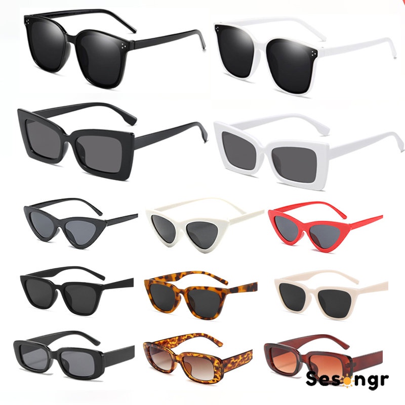 Kacamata Hitam Wanita Fashion Korea Kaca Mata UV400 Kacamata Gaya Retro Kacamata Persegi Sunglasses Women - An