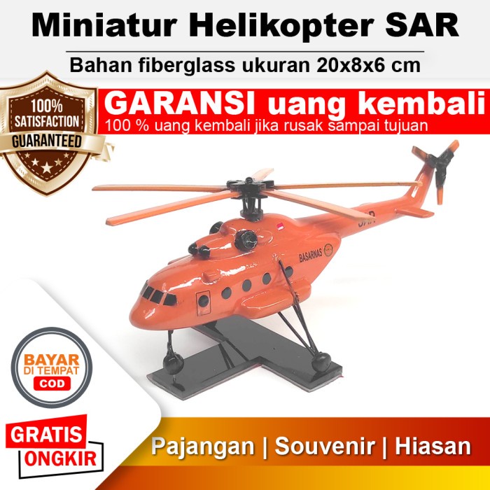 Miniatur Pesawat Helikopter SAR Basarnas Pajangan Hiasan Dashboard Mobil