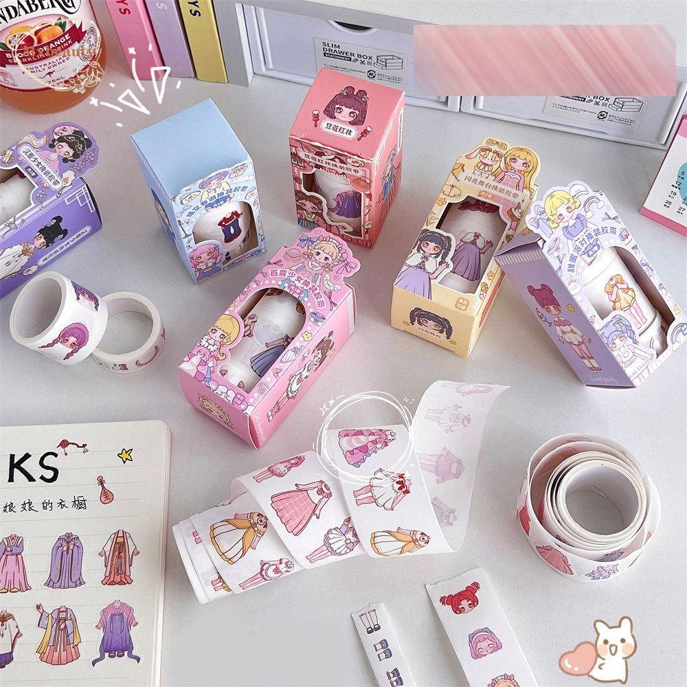 Mxbeauty Beauty Dress Up Tape Stiker Kartun 3roll Aesthetic Mainan Anak Akun Tangan Jurnal DIY Stiker Hias