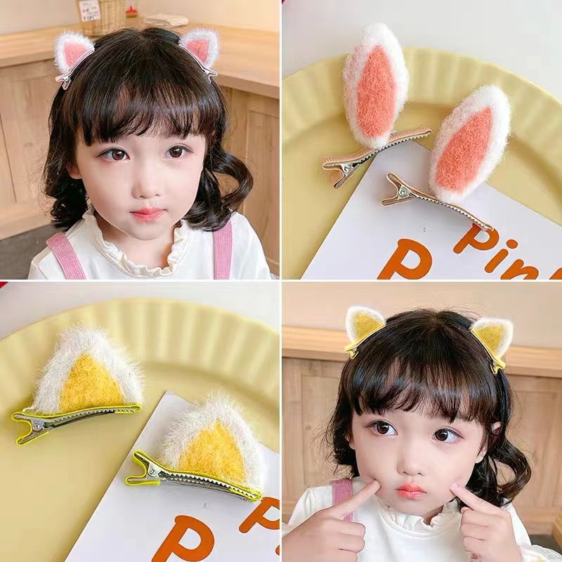 F94 1Set Jepit Rambut Anak Lucu Motif Telinga Kucing Jepit Rambut Model Korea Import