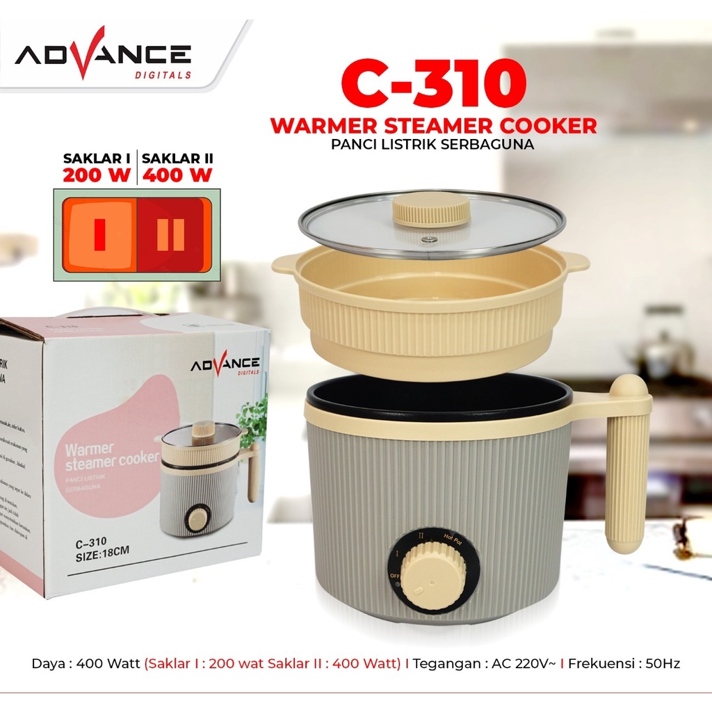 Advance Panci Listrik Serbaguna C-310 Steamer Cooker Warmer C310 | Panci Elektrik Advance C-310