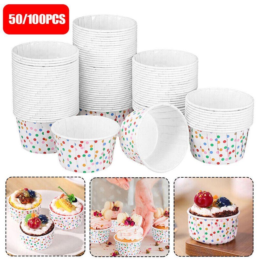 R-FLOWER 50 /100Pcs Cupcake Paper Cups DIY Coated Cake Liner Cetakan Kue Muffin Cupcake Liners