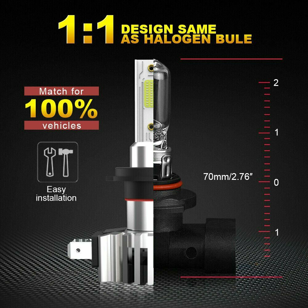 【2pcs】 Super Terang 9005 HB3 LED Headlight Bulb H4  H8 H11 H16JP Foglamp 12-24V Tinggi Rendah Beam 6000K COB Lampu Depan Mobil LED