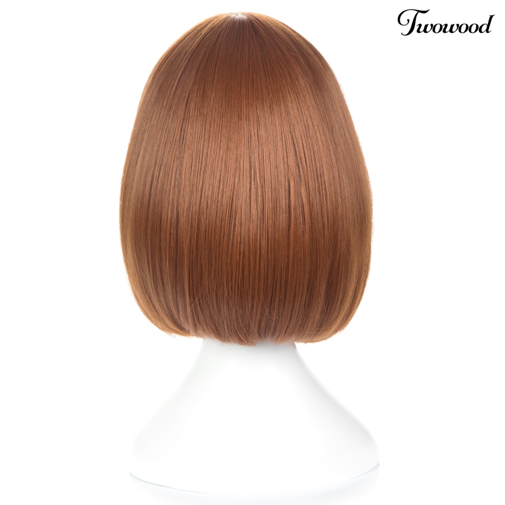 Twowood Fashion Wanita Pendek Lurus Rambut Sintetis Bobo Wig Cosplay Pesta Sopak